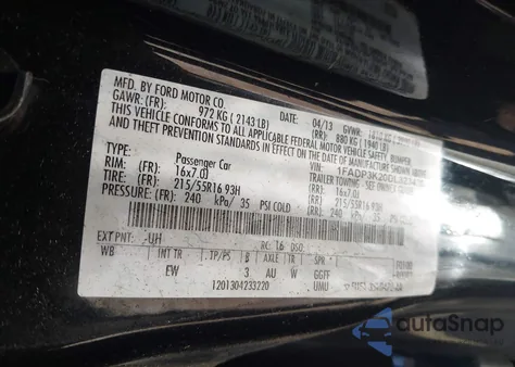 2013 Ford Focus Se из США, поврежденный, VIN 1FADP3K20DL323438